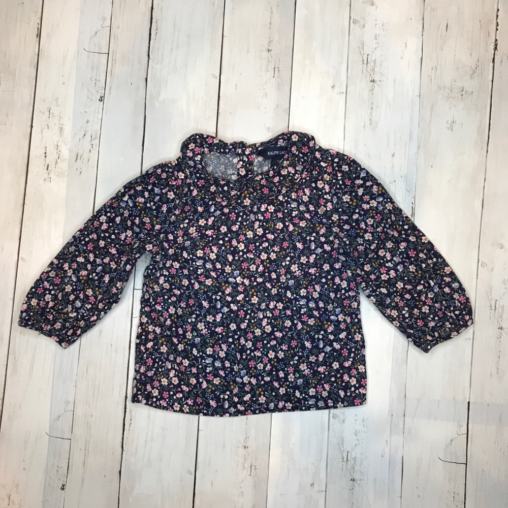 Ralph Lauren Floral Corduroy Baby Girl Top, 12 mo.
